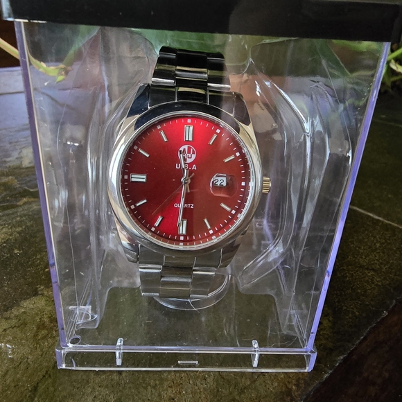 Red and Silver Men's Watch - Picture 1 of 5